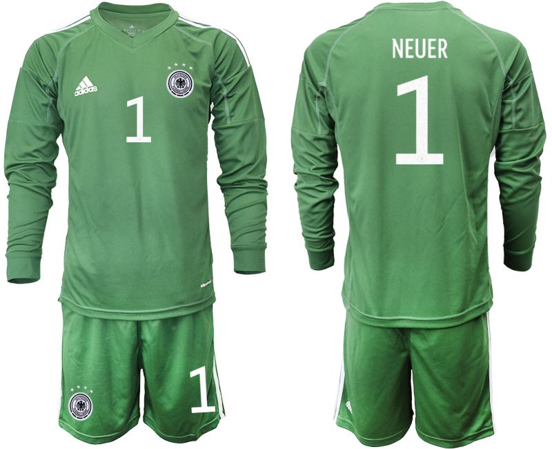 Men 2021 World Cup National Germany army green long sleeve goalkeeper #1 Soccer Jerseys
